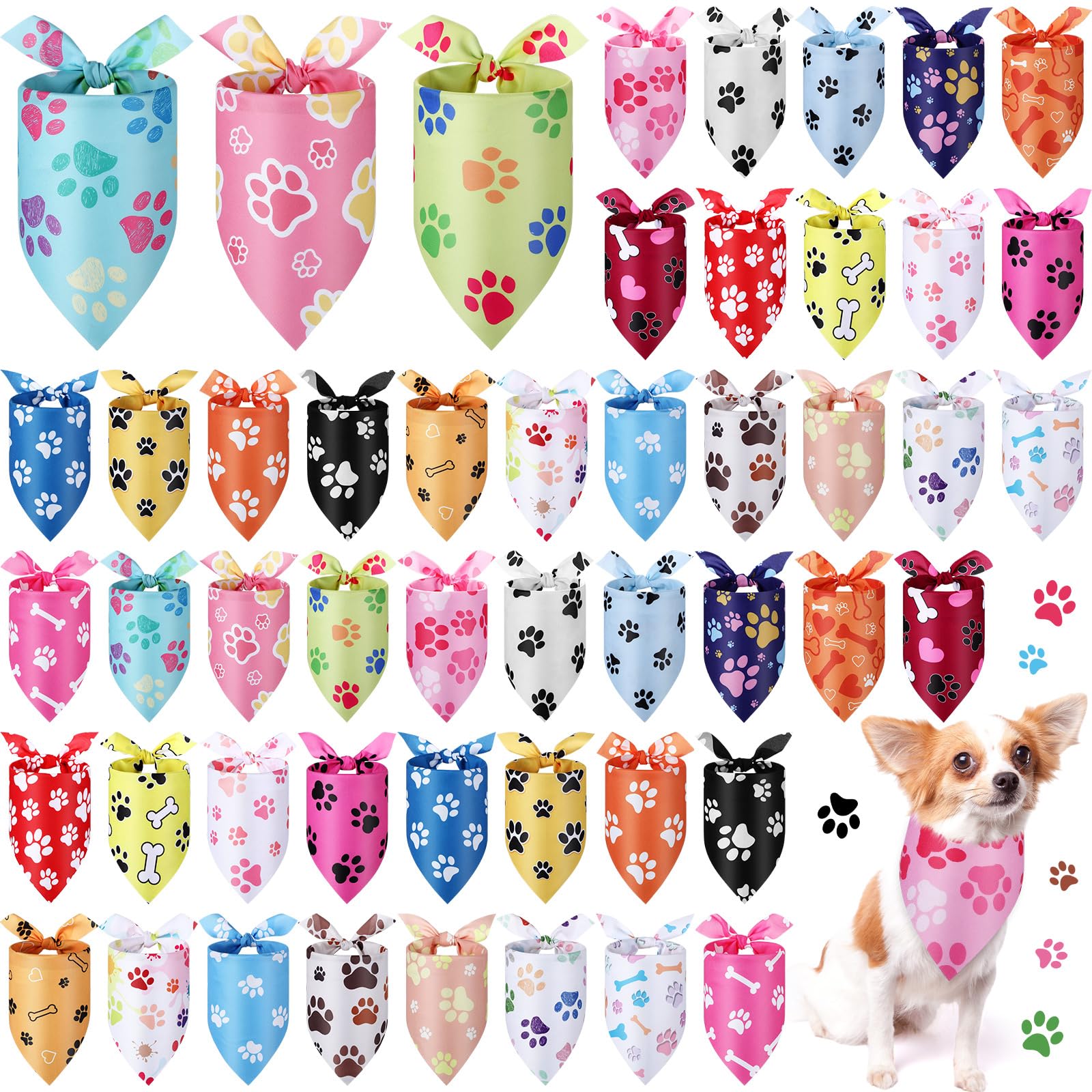 Abbylike bandanas con huellas para perro, ideal para paseos y fotos divertidas