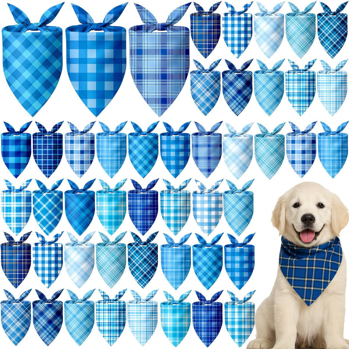 Abbylike bandanas para perros en cuadros azules, ideal para paseos invernales con estilo.