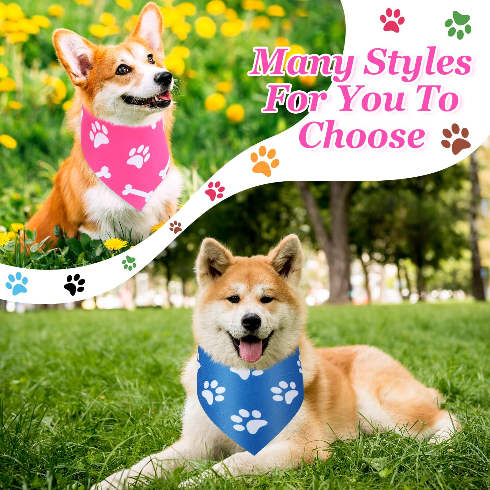 Bandanas Abbylike con diseño de hueso y corazón para eventos caninos.