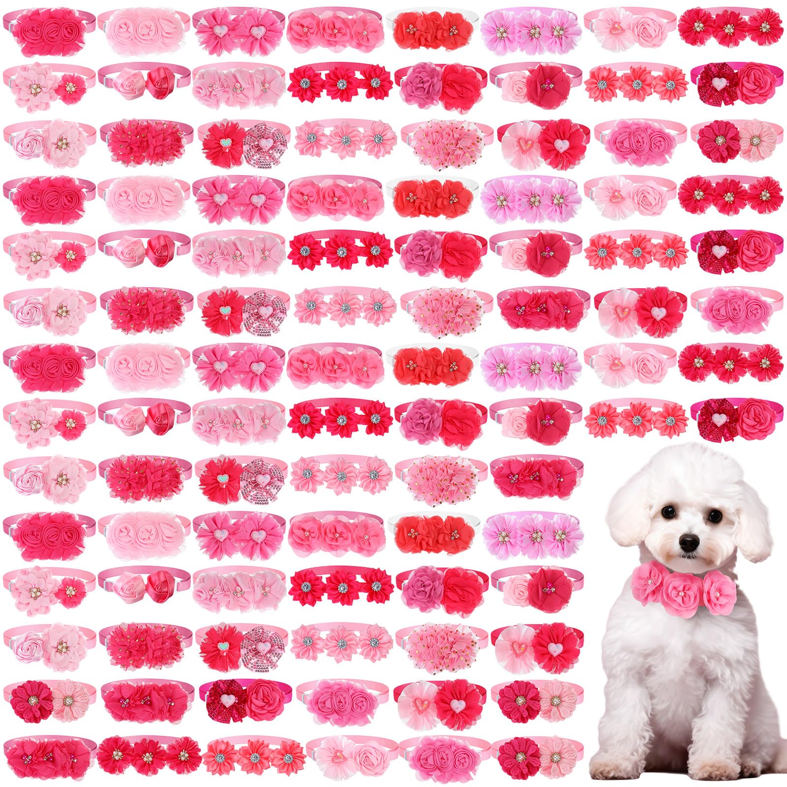 Abbylike collar para perro con flores rosas, look adorable