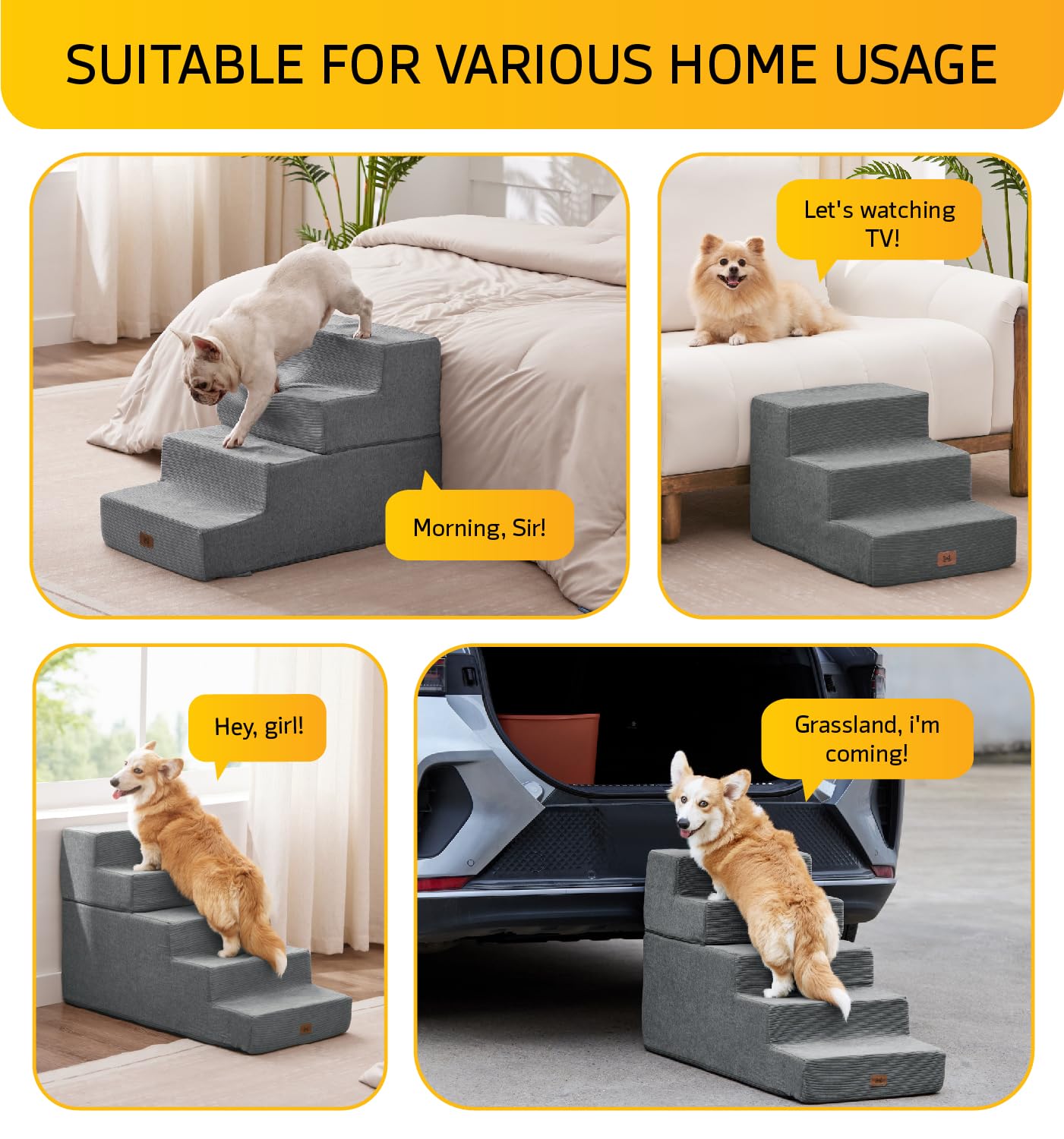 ABCPET escaleras para perros 4 pasos; ideal para sofá cómodo