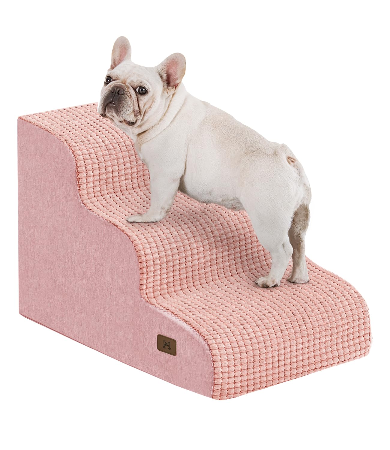 ABCPET escalón para perros en cama de 3 pasos, rosa, facilita subir