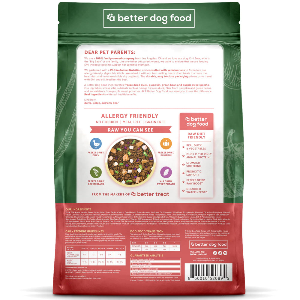 A Better Treat verduras liofilizadas pato, sabor atractivo para perros selectos