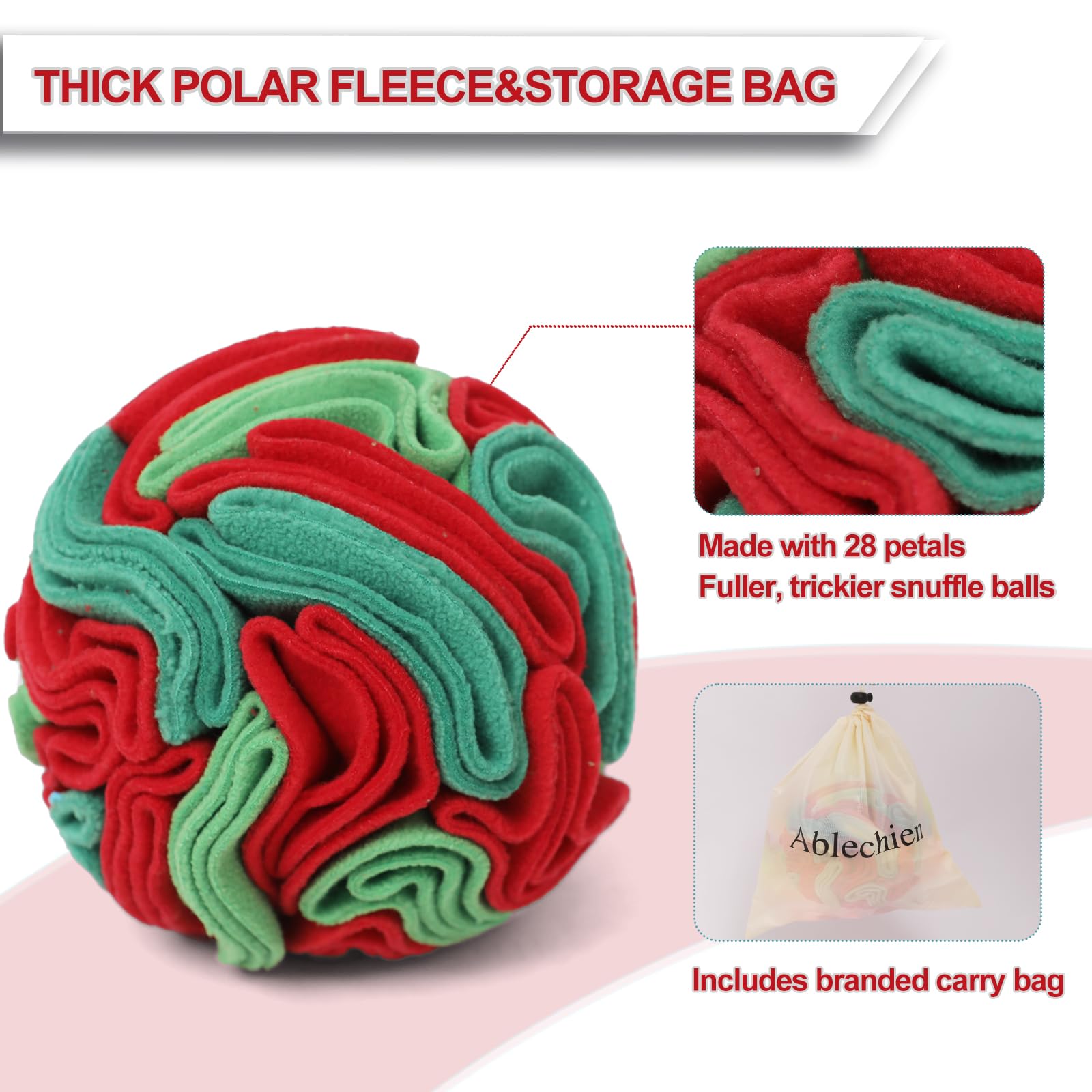Ablechien bola de olfato resistente, tela polar suave y duradera