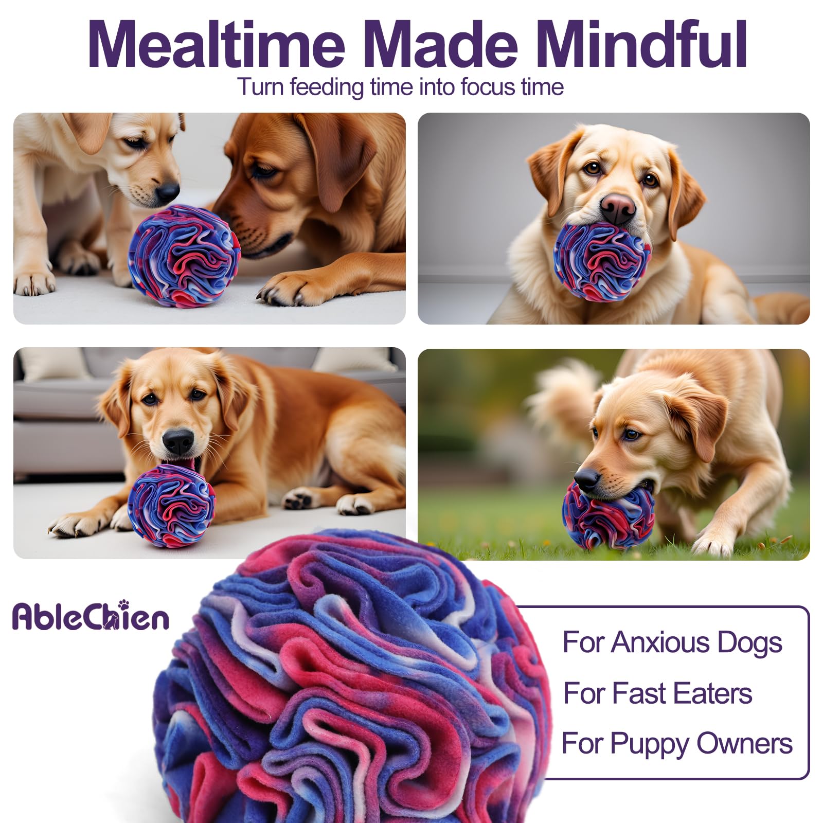 Ablechien Snuffle Ball es lavable a máquina para facilitar la limpieza.