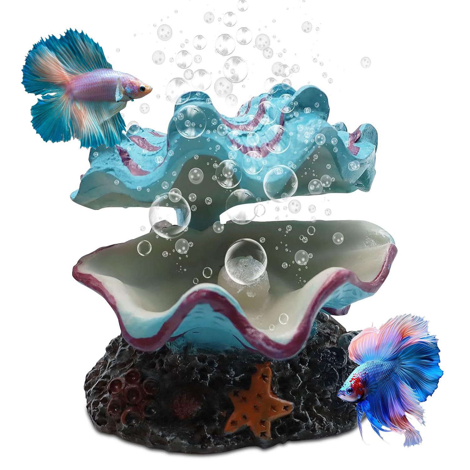 Abnaok concha decorativa para acuario con burbujas, ambiente natural para peces.