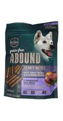 Abound Bocados de jerky de pato, snack natural para perros con proteína de alta calidad.