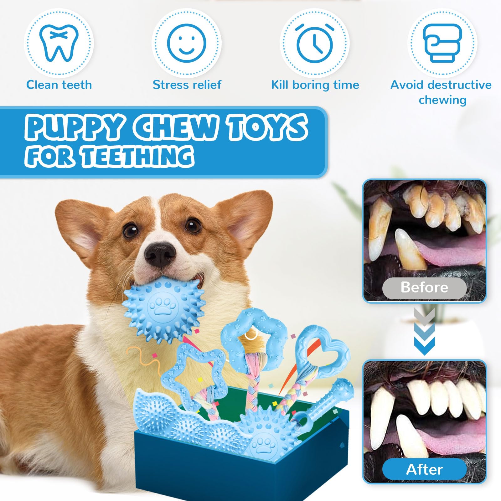 ABRRLO juguete tejido suave para cachorros, textura agradable para morder.