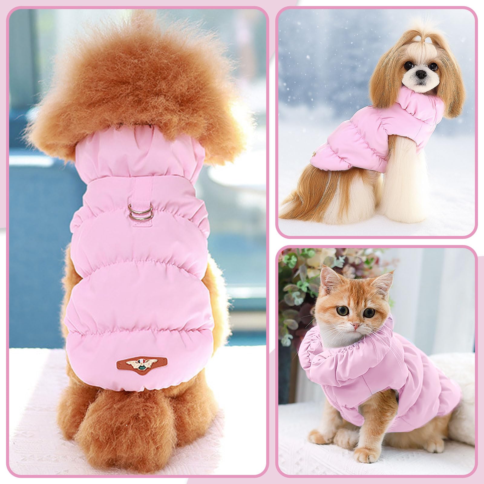 ABRRLO perro andando bajo lluvia, rosa, ideal para días húmedos.