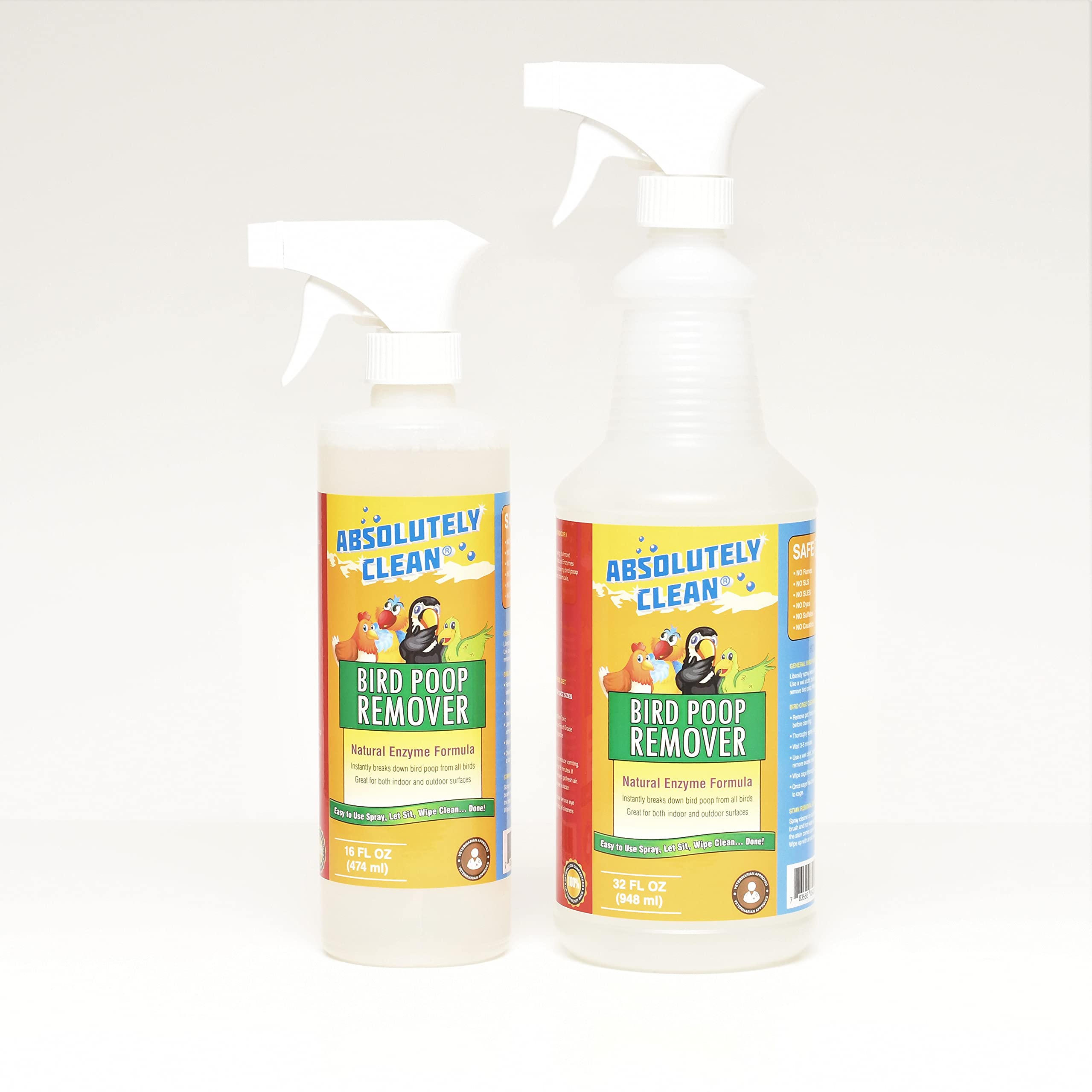 Absolutely Clean Amazing Bird Poop Remover, uso en interiores, elimina olores y manchas con enzimas naturales