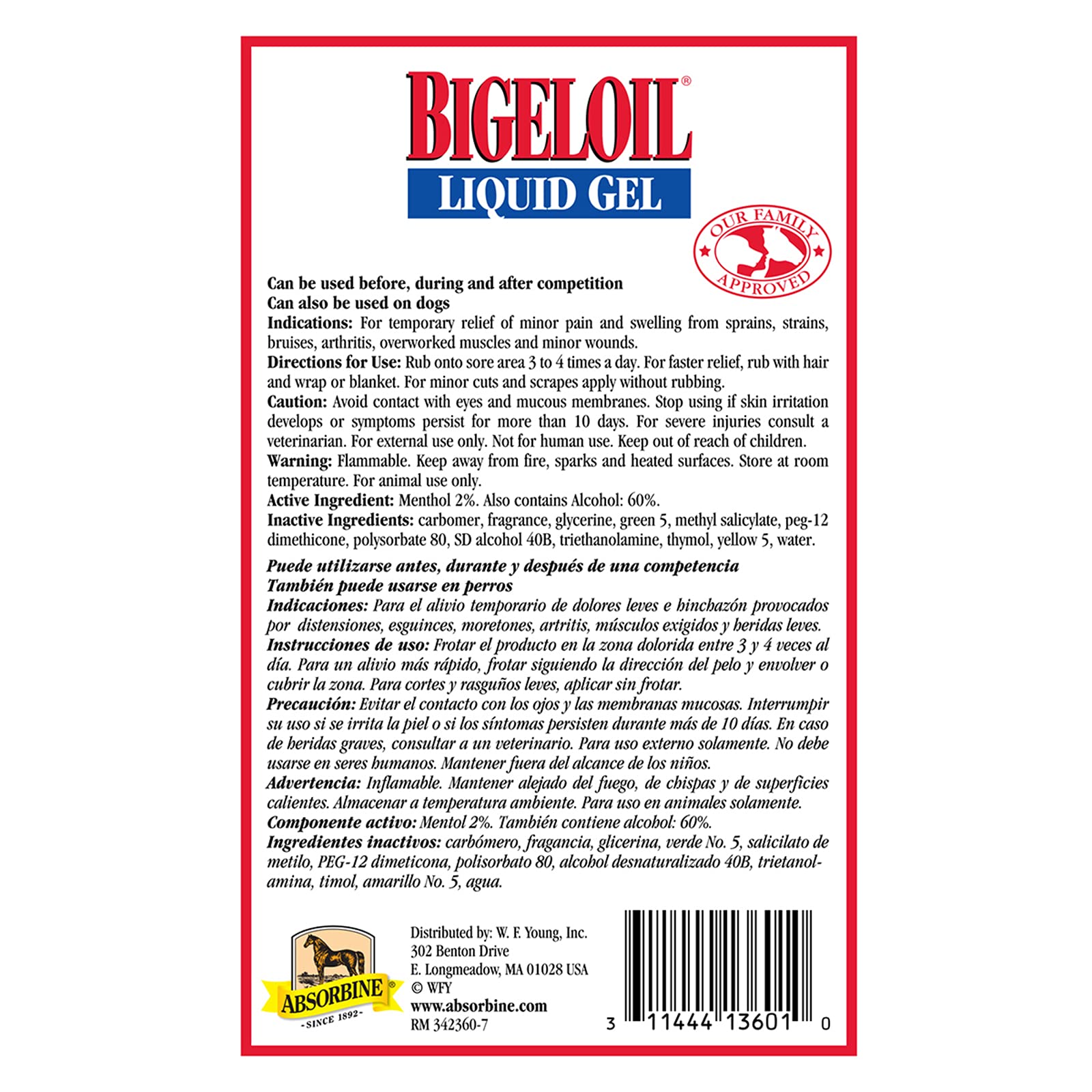 Aplicación controlada del gel Absorbine Bigeloil en zonas específicas