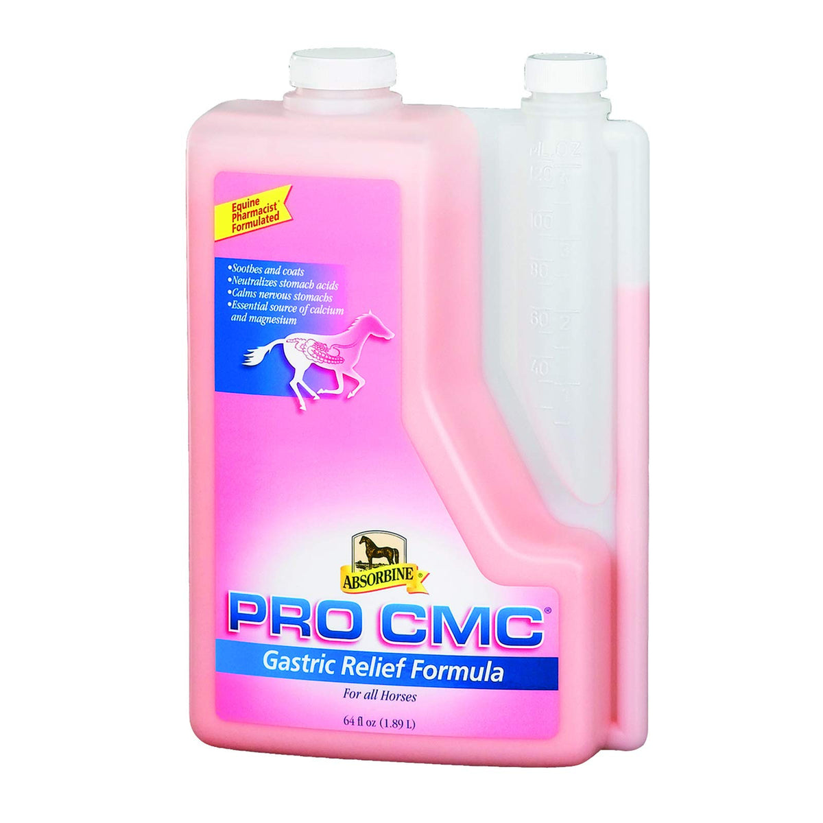 Absorbine PRO CMC, botella frontal, apoyo estomacal para caballos.