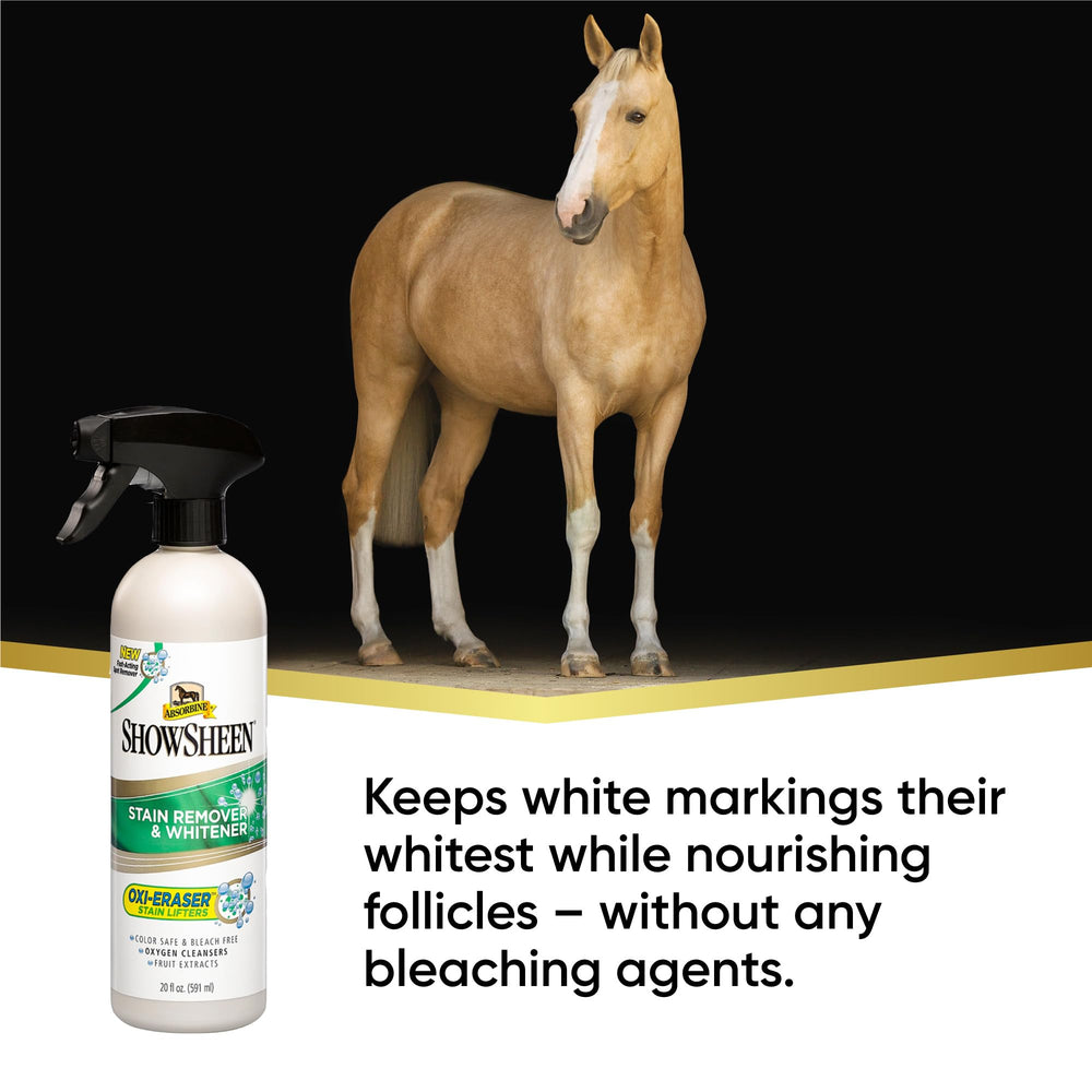 Absorbine ShowSheen, aplicación en manchas para limpieza suave del pelaje.