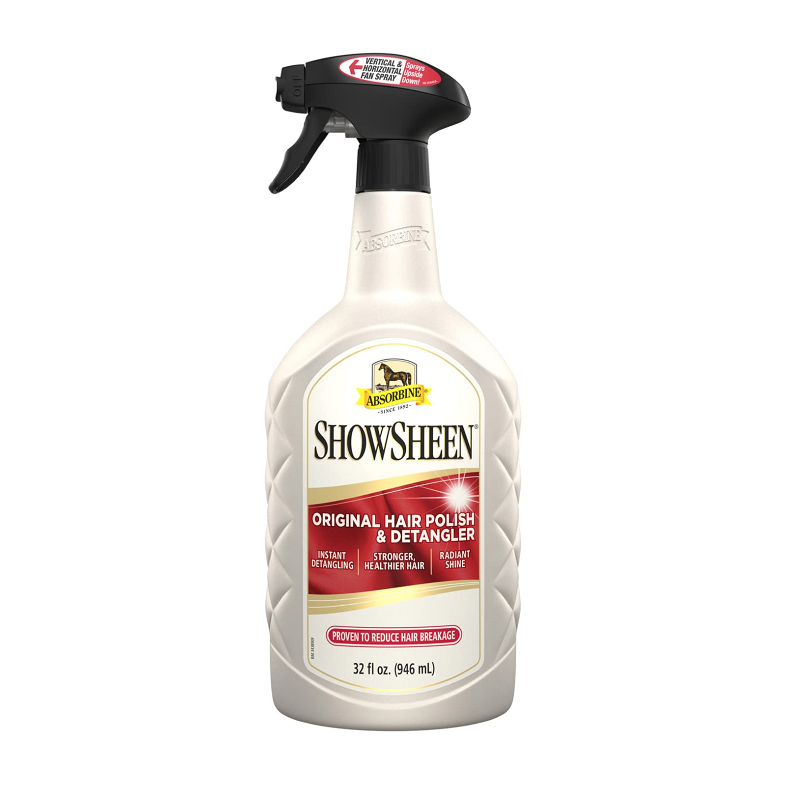 Absorbine ShowSheen botella-atomizador para pulverización suave y brillo inmediato.