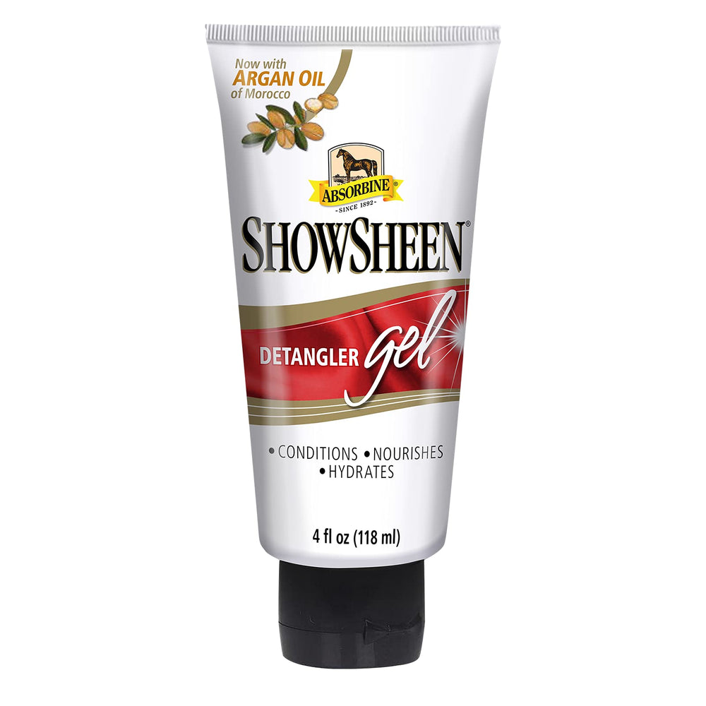 Absorbine ShowSheen Detangle Gel con Argán desenreda y acondiciona crines y pelaje.