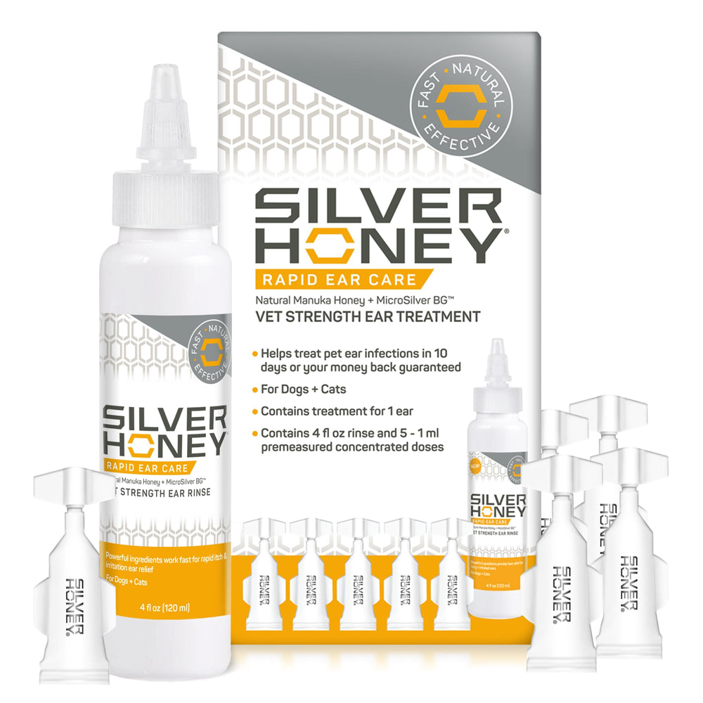 Tratamiento externo de oídos con Absorbine Silver Honey.