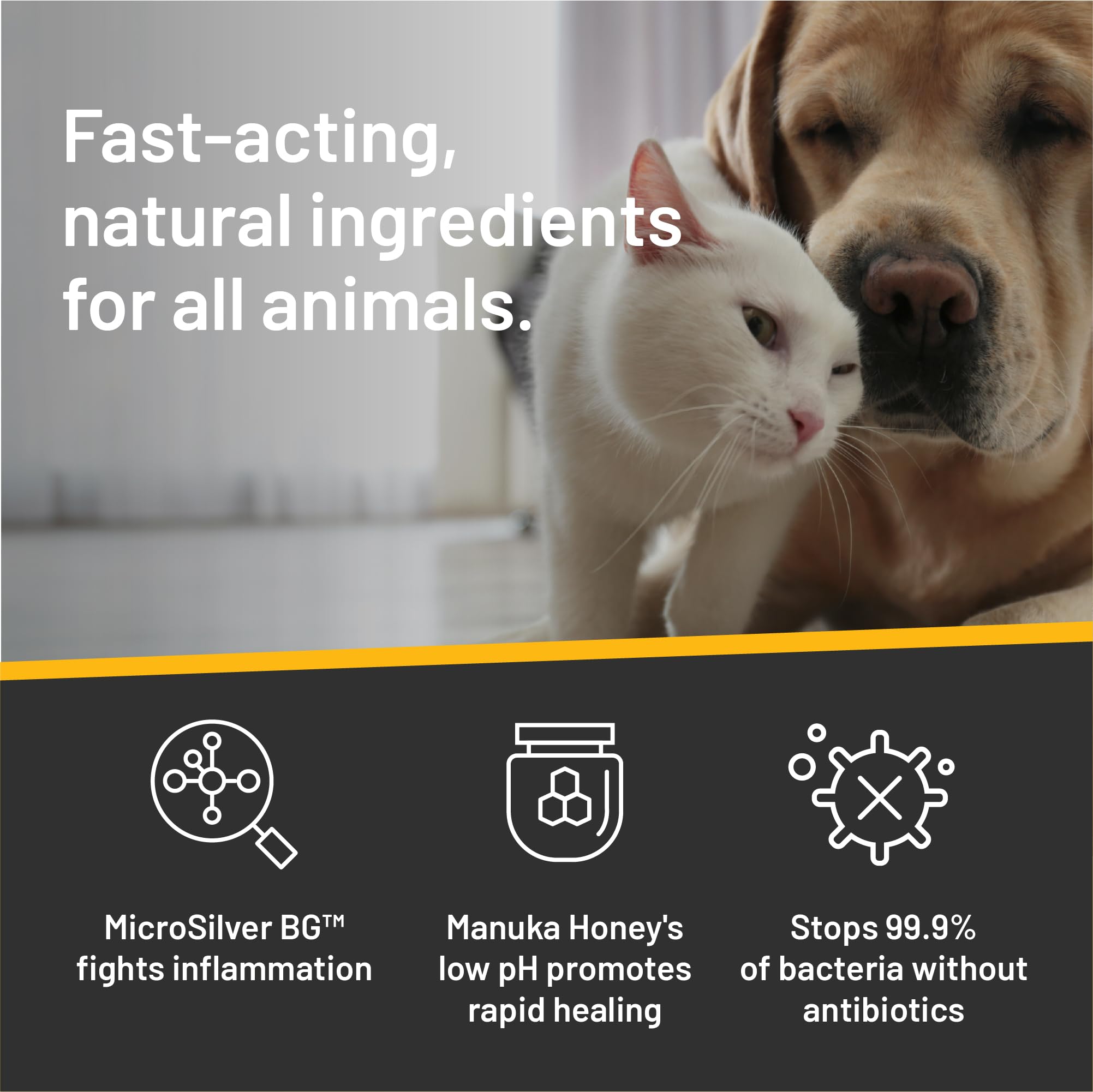 Absorbine Silver Honey, adecuado para heridas sin antibióticos.