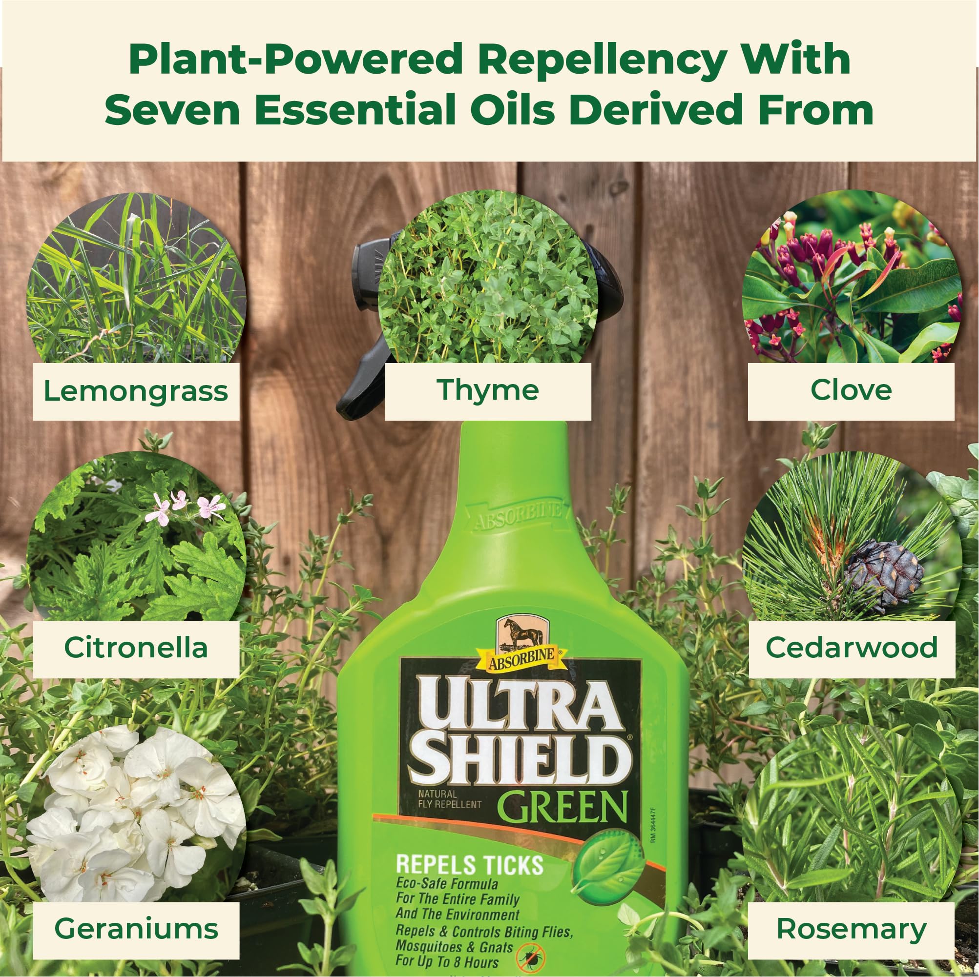 Absorbine UltraShield Green, formulación basada en agua adecuada para uso diario.