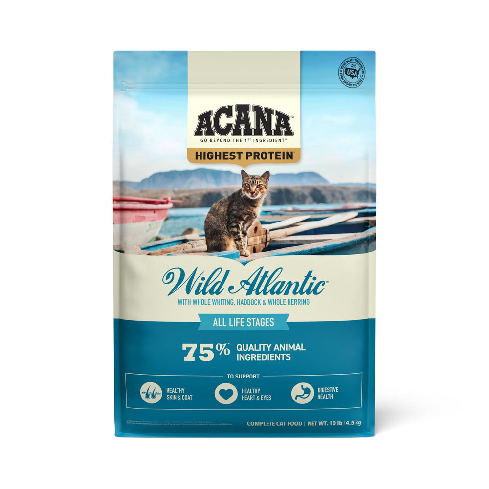 ACANA: bolsa de 10 lb de alimento seco para gatos sin granos, alta proteína.