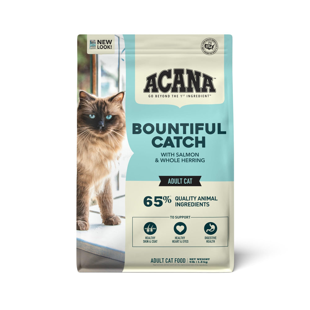 ACANA Bountiful Catch con salmón: sabor intenso y proteína de alta calidad para gatos.