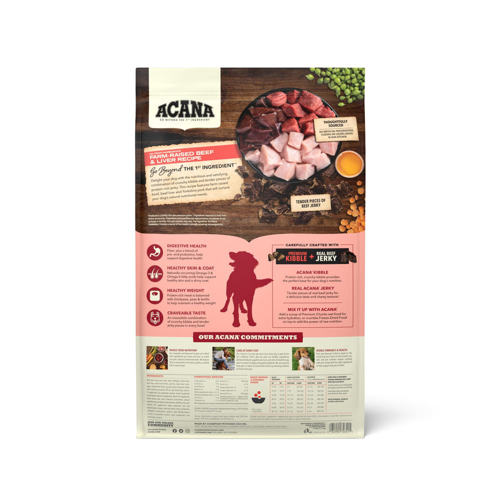 ACANA Butcher's Favorites, croquetas de ternera, sabor premium para una dieta equilibrada.