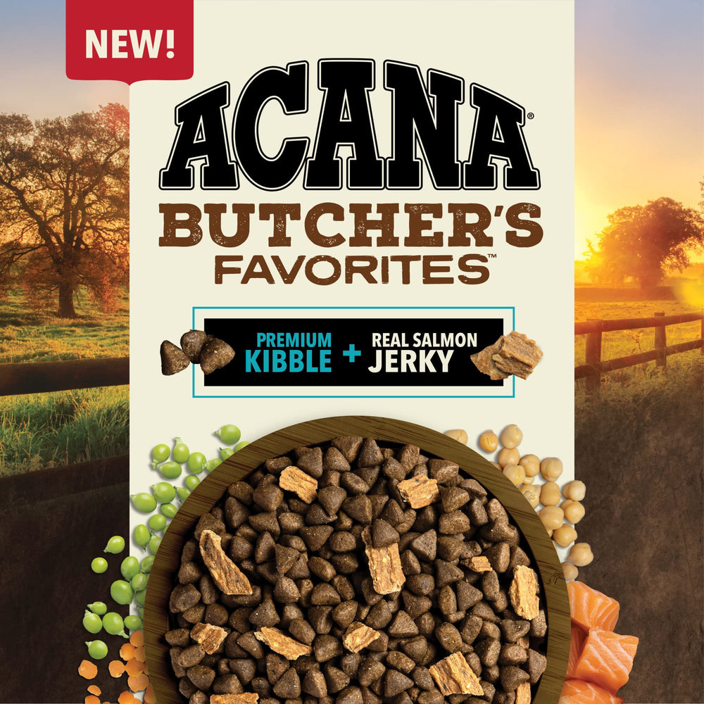 ACANA Butcher’s Favorites mezcla de pescado y plantas para un balance de nutrición.