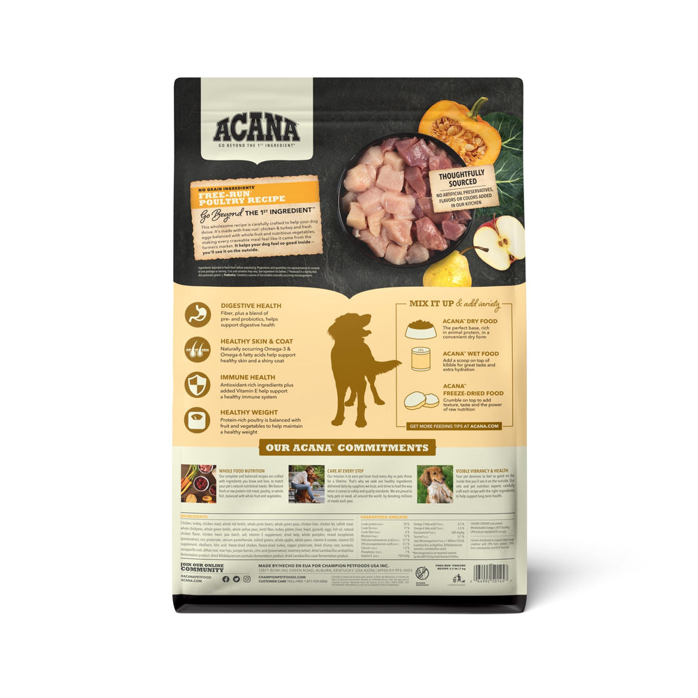 ACANA croquetas sin grano, avícola, pollo y pavo, dieta equilibrada