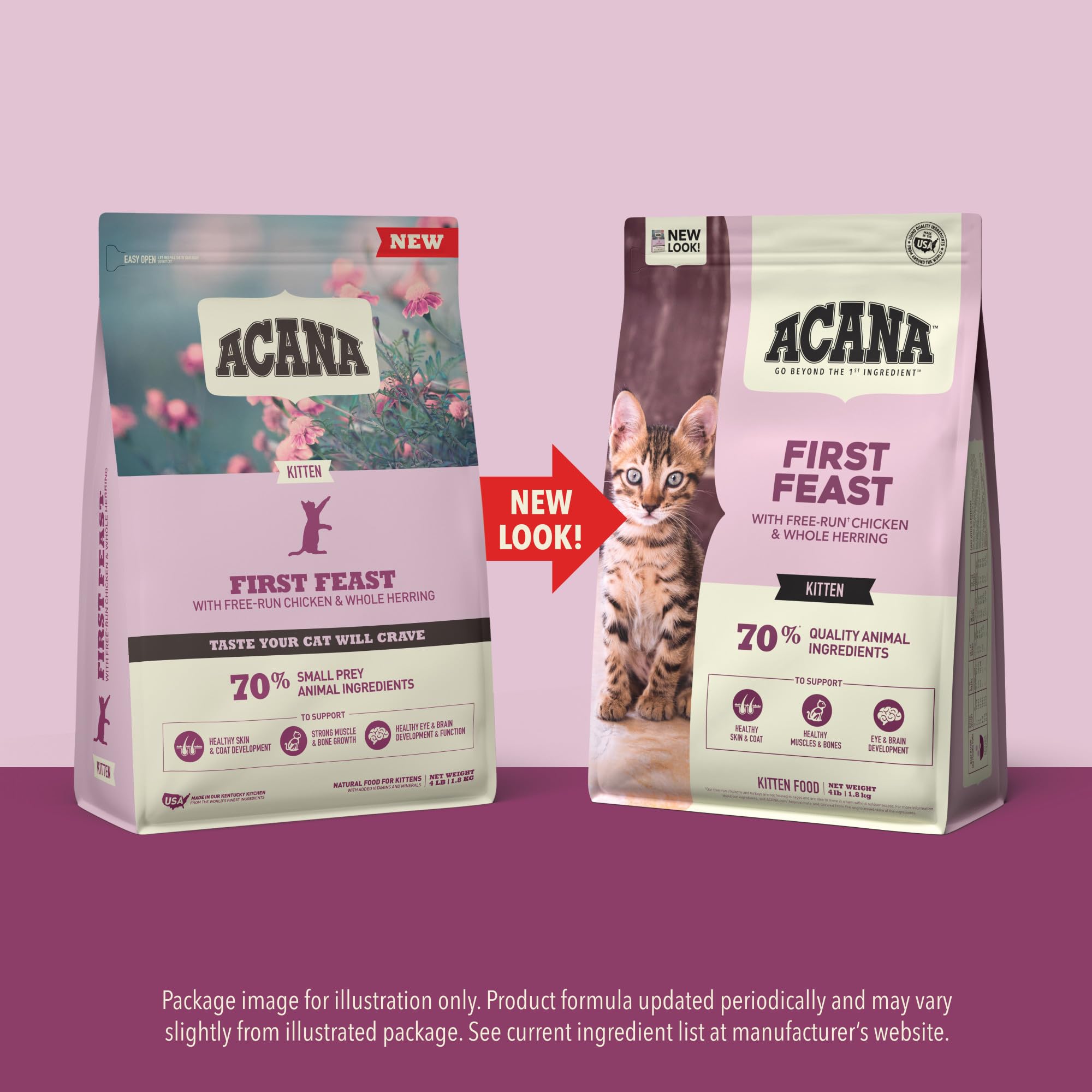 ACANA First Feast omega-3 y omega-6, piel sana y pelaje brillante.