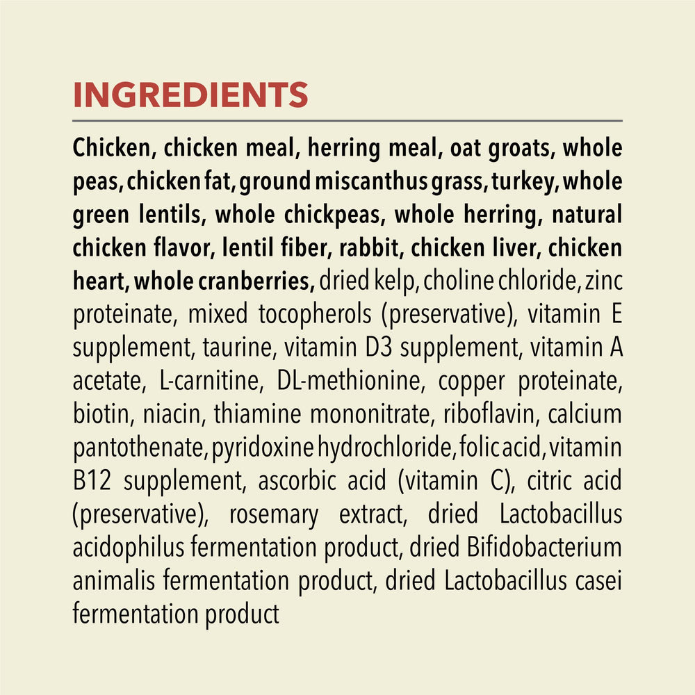ACANA Indoor Entree contiene L-carnitina para ayudar a mantener un peso saludable.