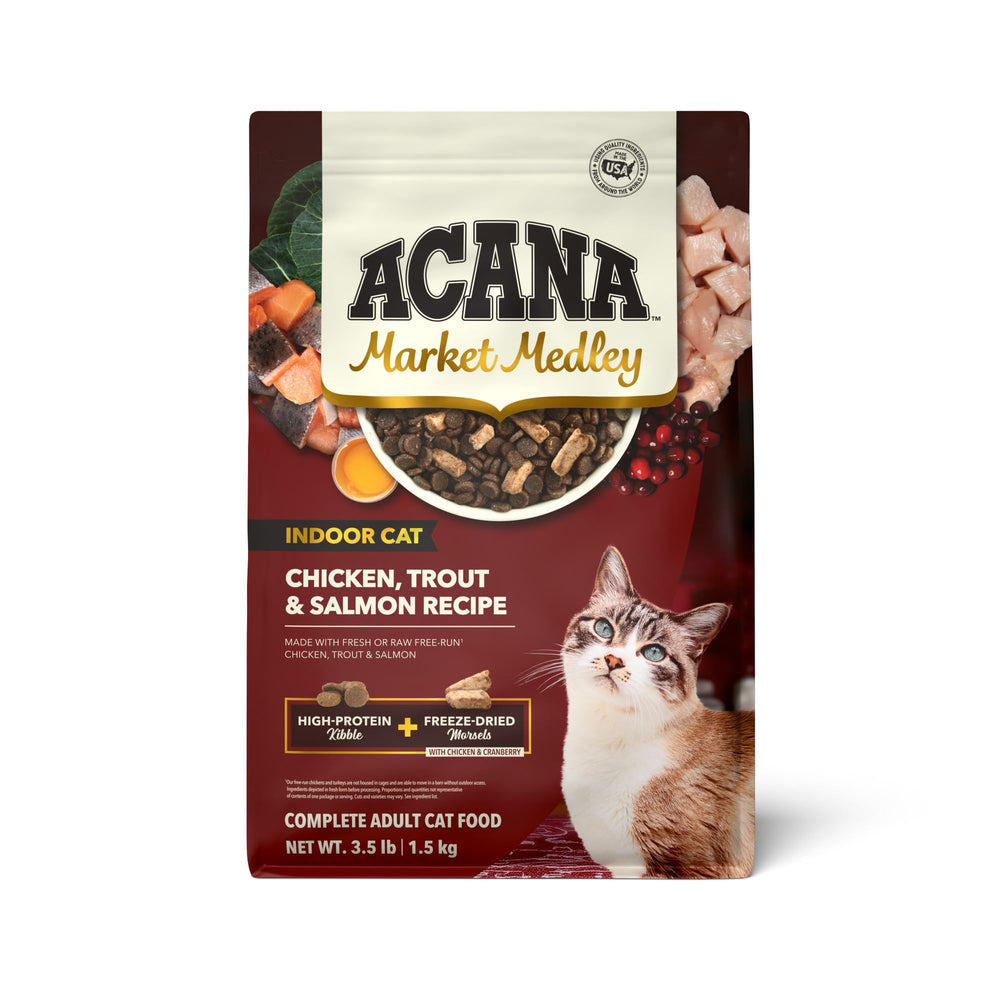 ACANA Market Medley para gatos de interior, bolsa 3.5 lb, alimento diario.