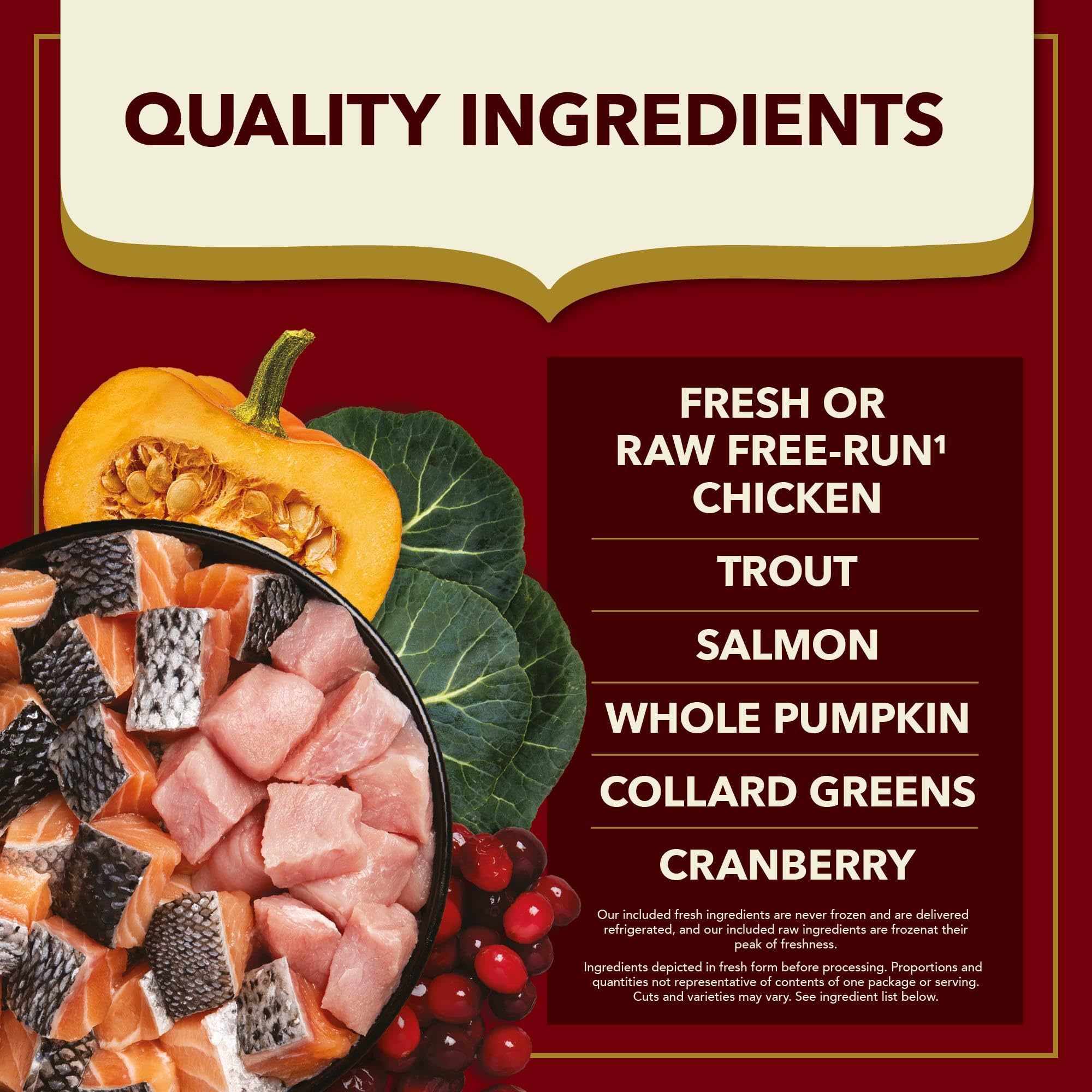 ACANA Market Medley, ingredientes con frutas y verduras para equilibrio nutricional.