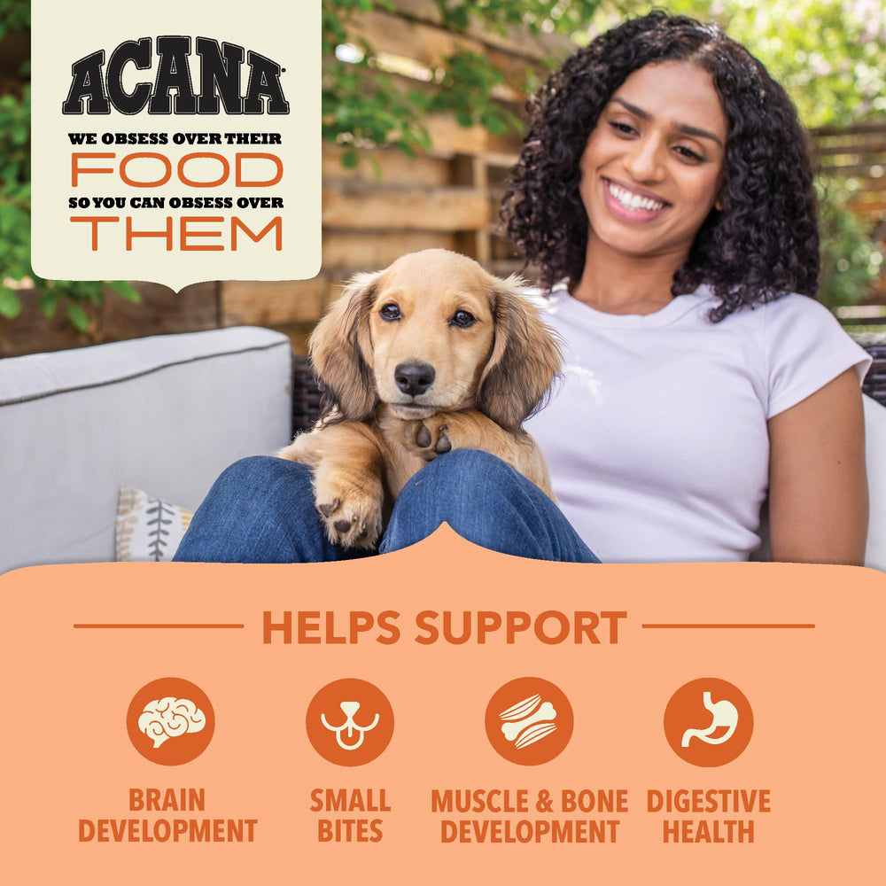 ACANA: mezcla de granos y fibra suave para la digestión de cachorros.
