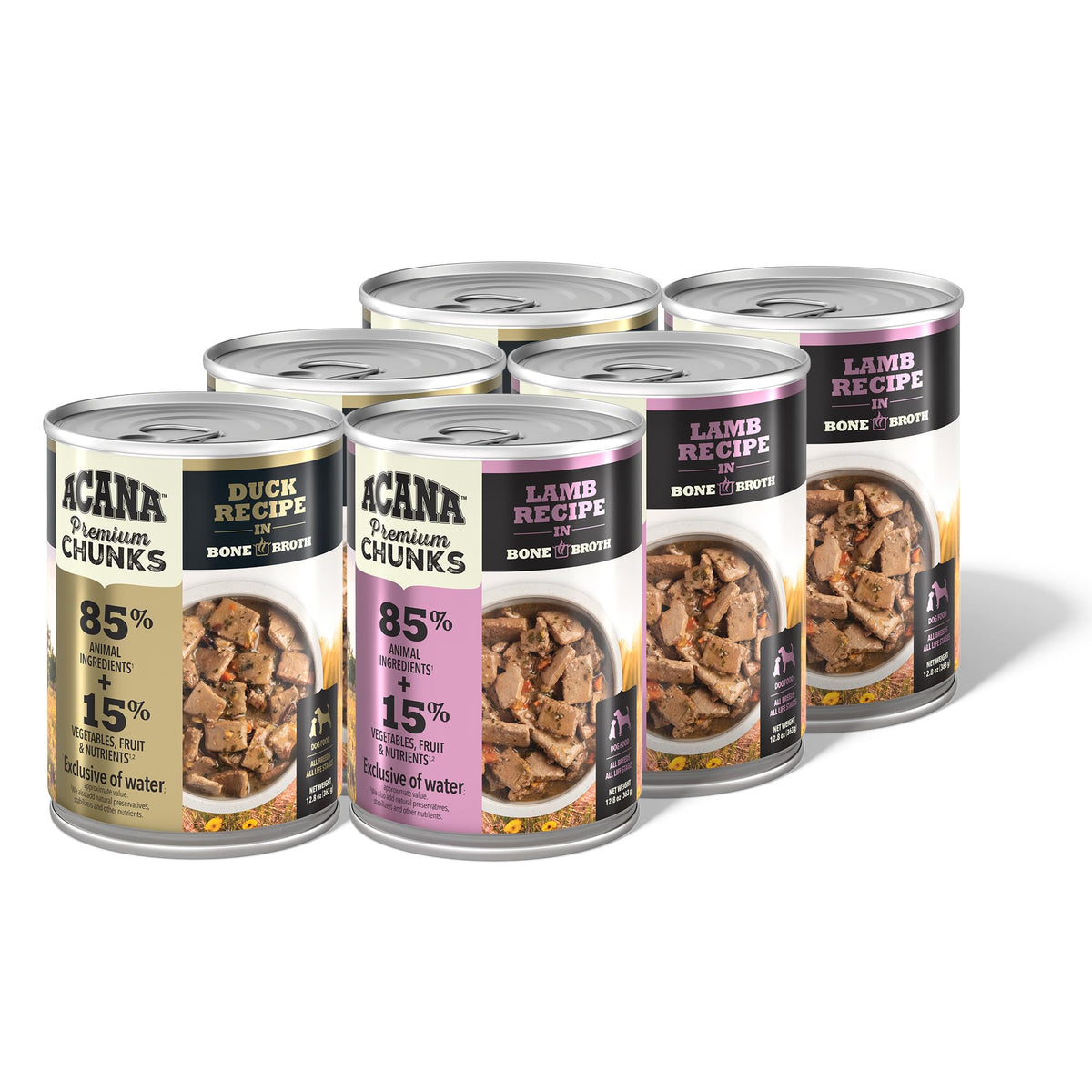 ACANA Premium Chunks cordero en caldo de huesos, proteína de calidad en lata de 363 g.