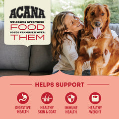 ACANA recubrimiento liofilizado de res, cerdo y cordero: añade sabor agradable al alimento diario.