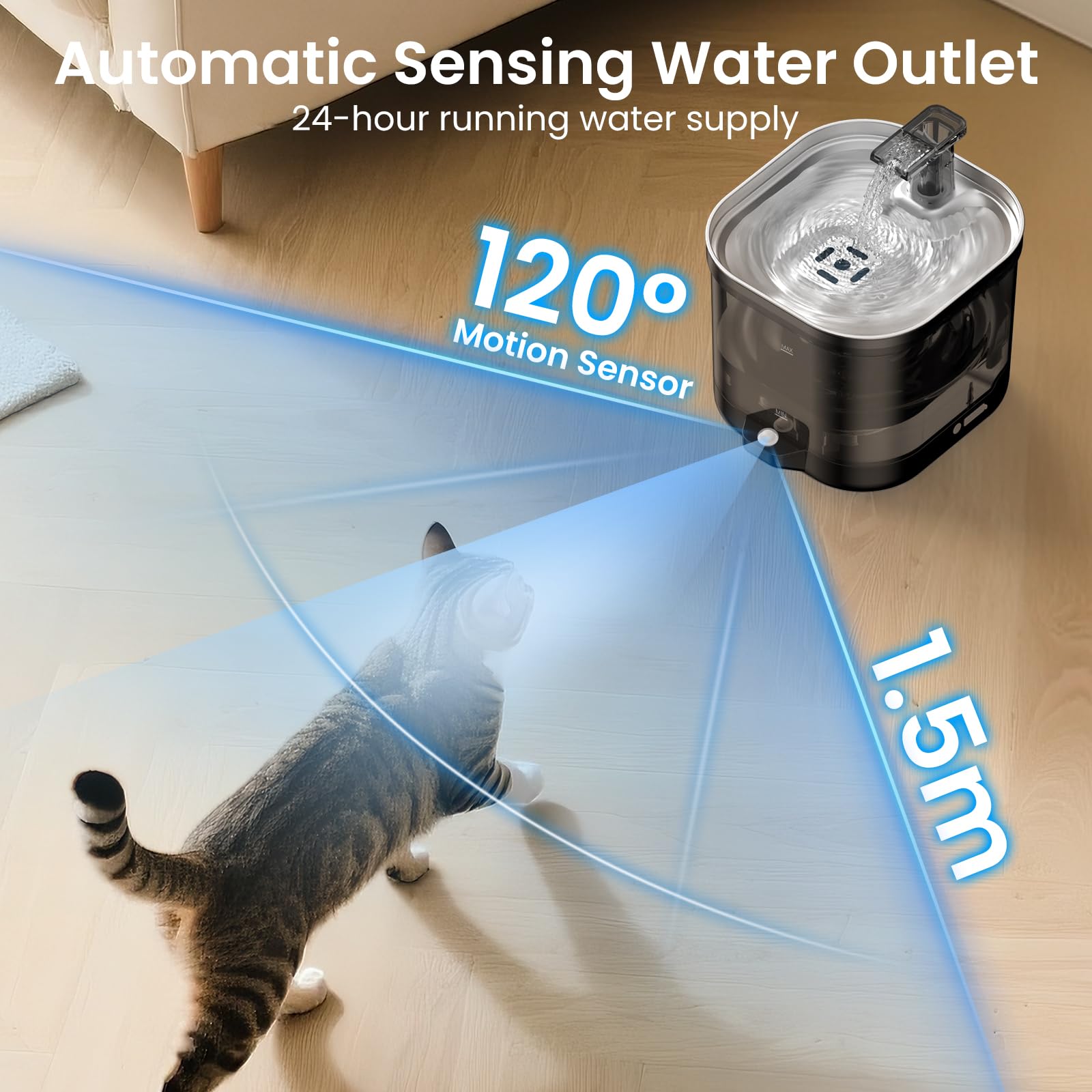 Accokids bebedero gato sensor de movimiento para estimular hidratación.