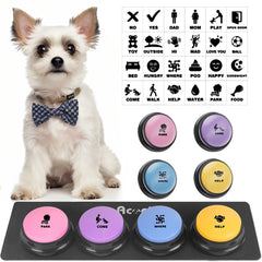 Acools botones-perro-comunicacion-set: conjunto de cuatro botones para comunicar órdenes simples en casa.
