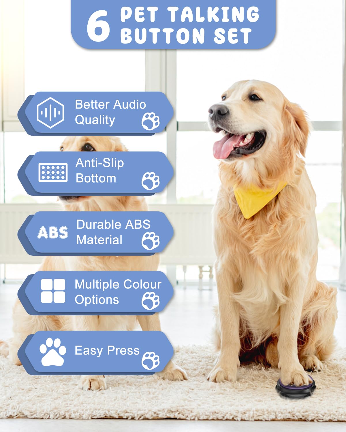 Acools tapete de comunicación para perro, organiza botones y facilita sesiones.