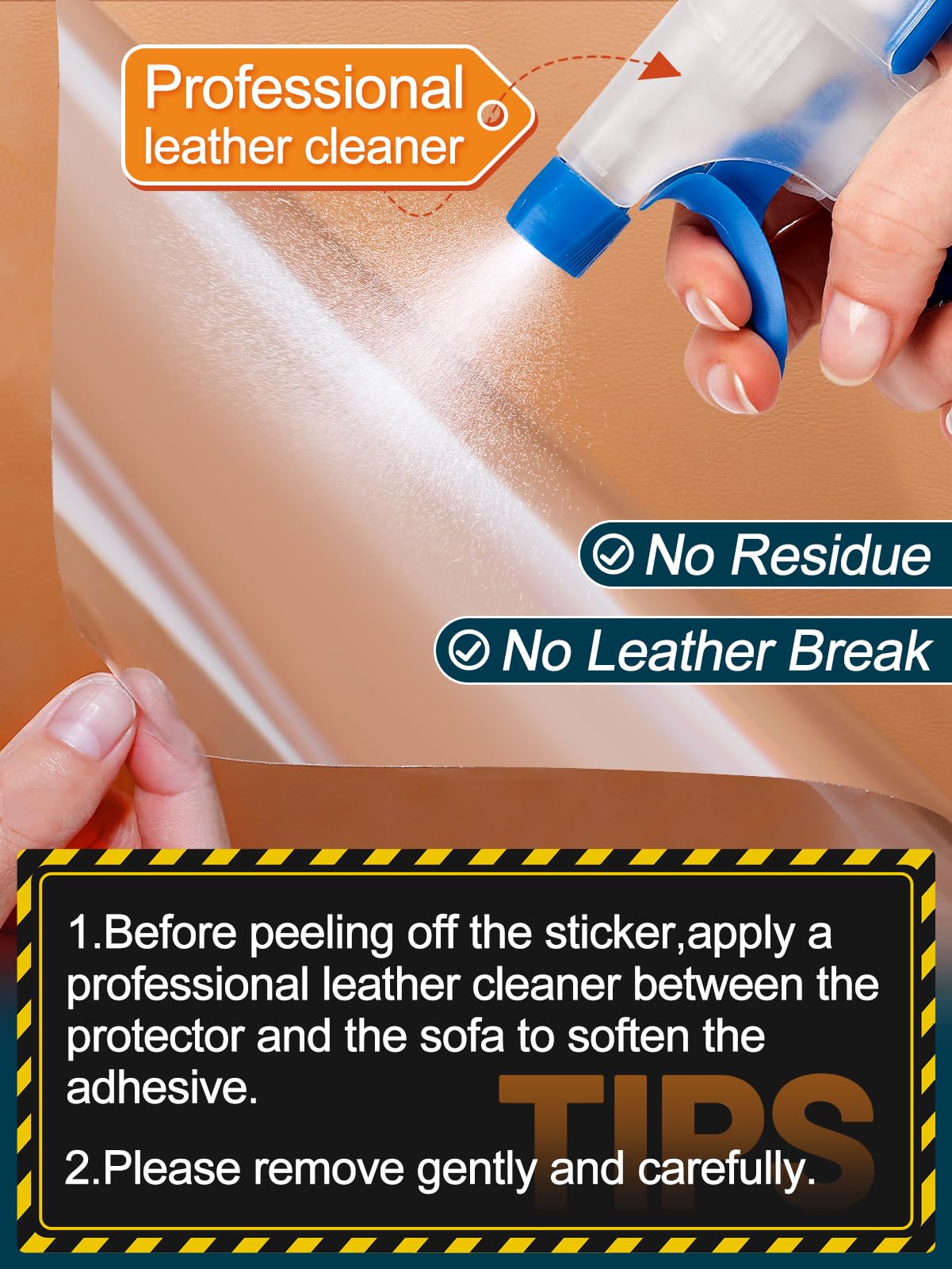 Protector Acostop transparente para cuero, casi invisible y duradero.