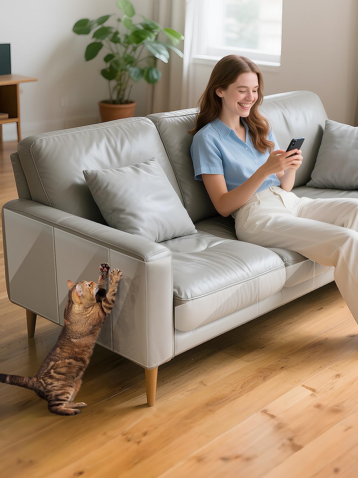 Acostop protector para muebles de cuero, sin tornillos.