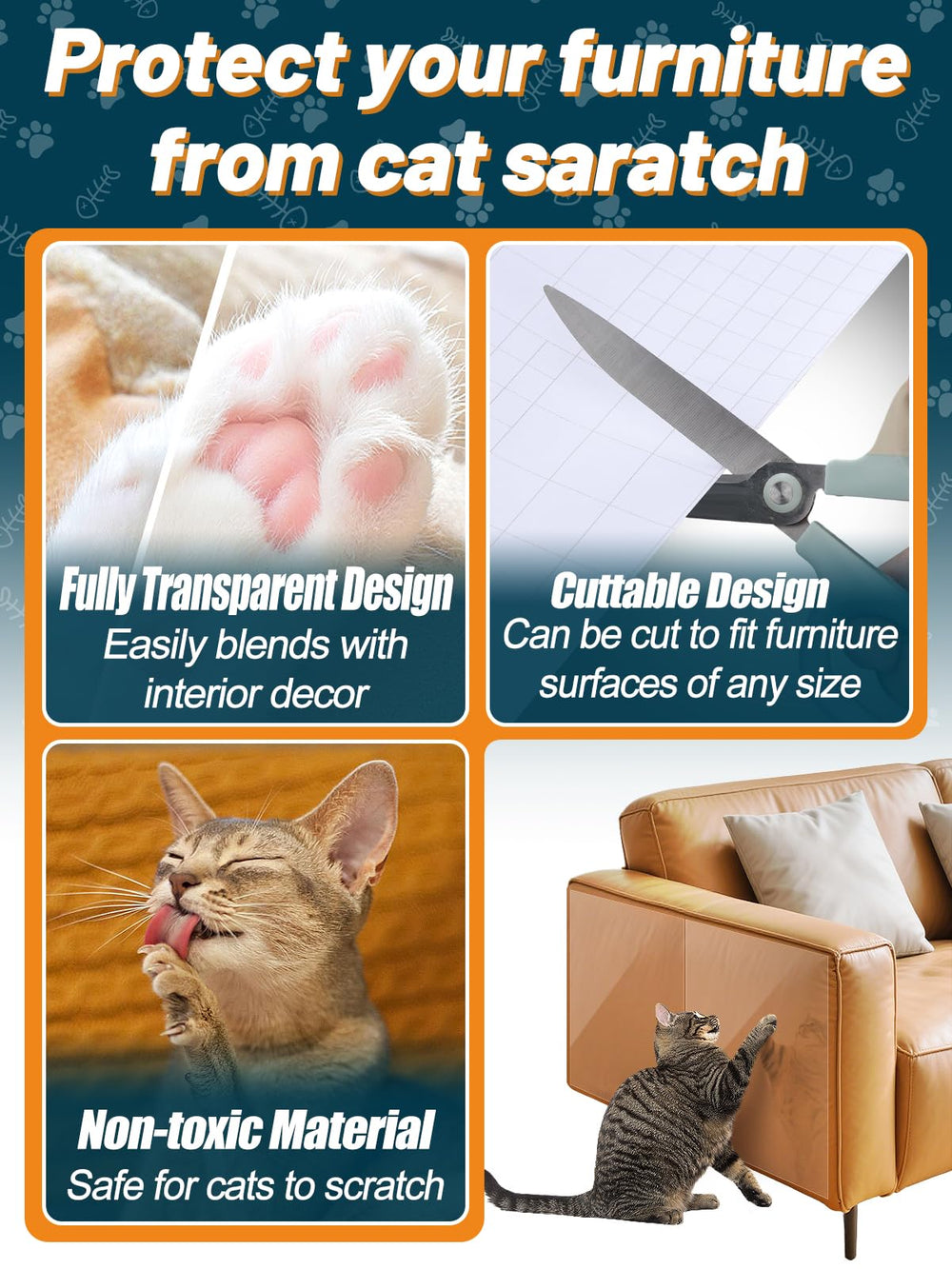Protección antiarañazos para muebles de cuero con adhesivo fuerte.