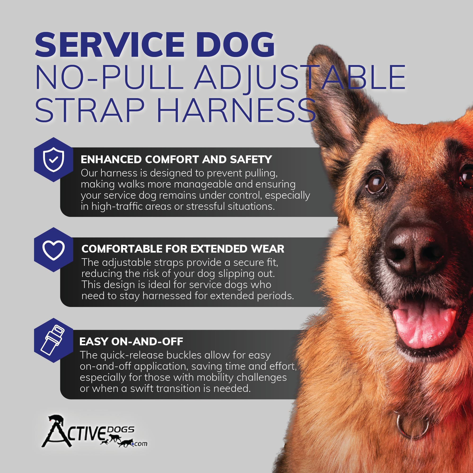 ActiveDogs chaleco de servicio tamaño grande ofrece comodidad y soporte.