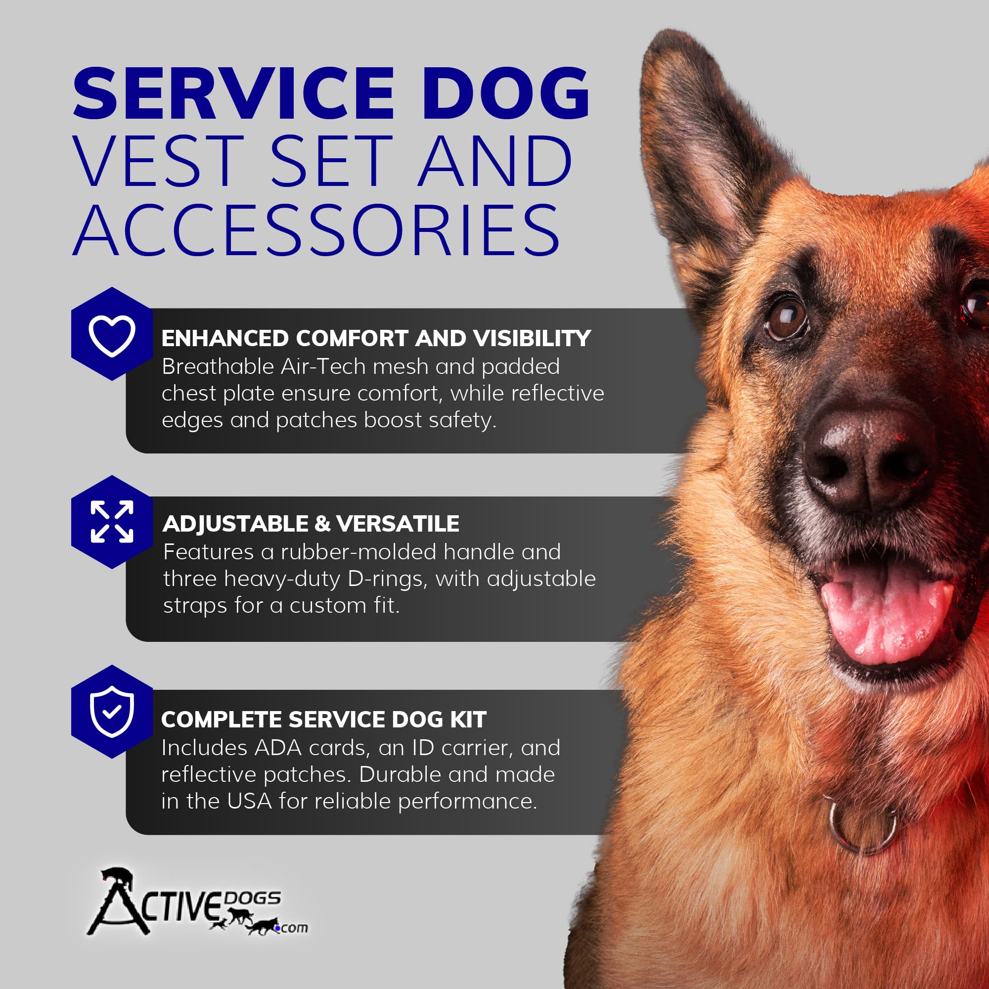 ActiveDogs tamaño mediano 22-30, ajuste seguro para perros medianos.