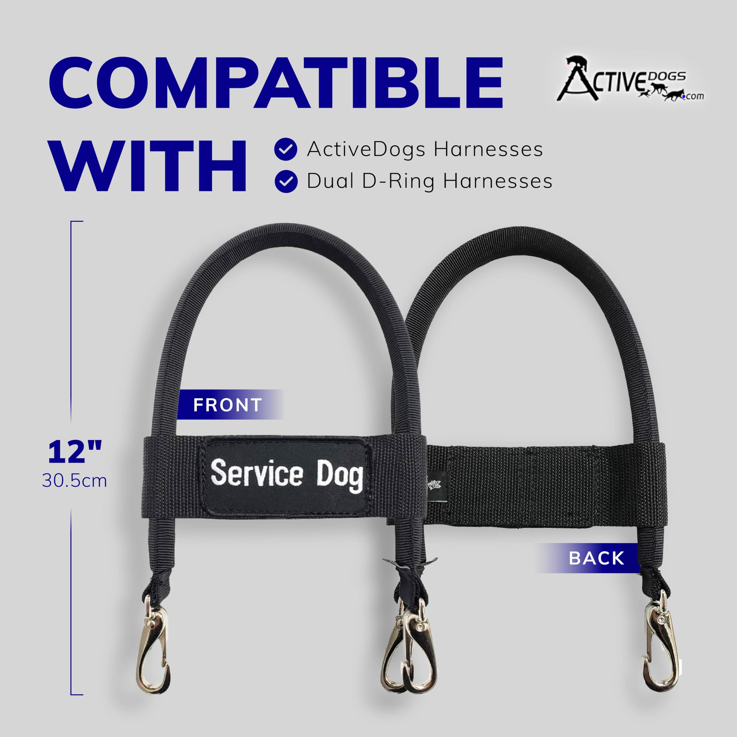ActiveDogs: uso diario en arneses de servicio para manejo cómodo.