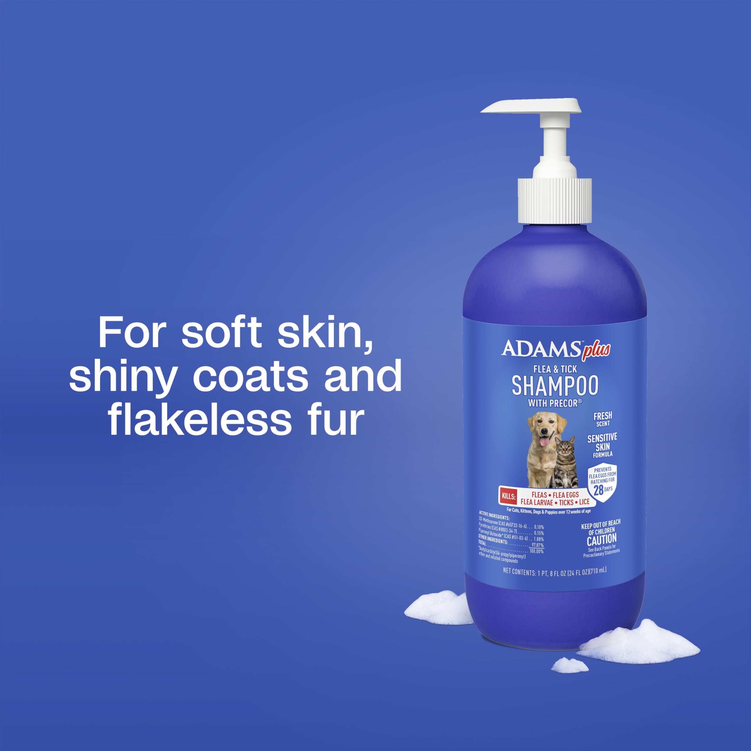 ADAMS Plus Champú aroma ligero deja olor fresco en la mascota.