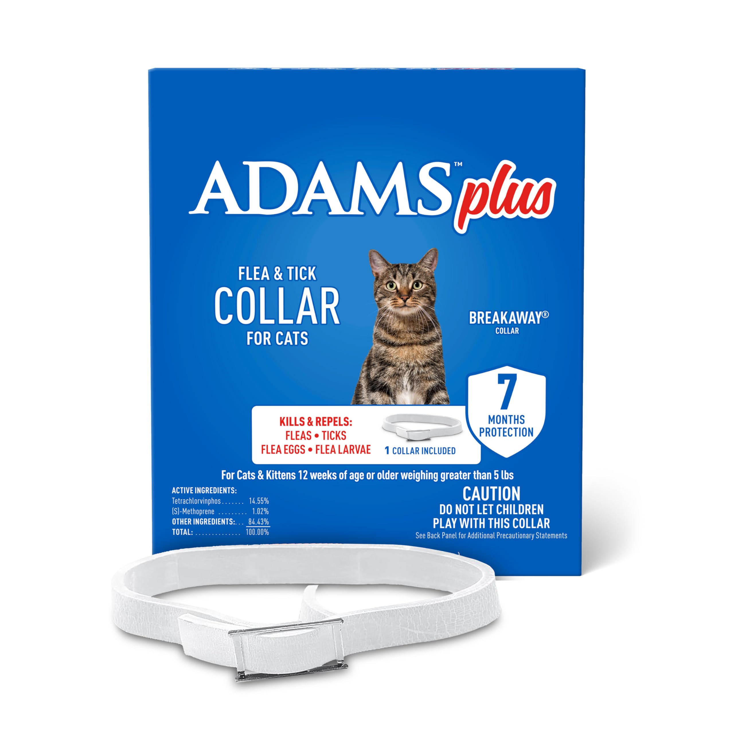 ADAMS Plus Collar para gato protege contra pulgas y garrapatas de forma duradera.