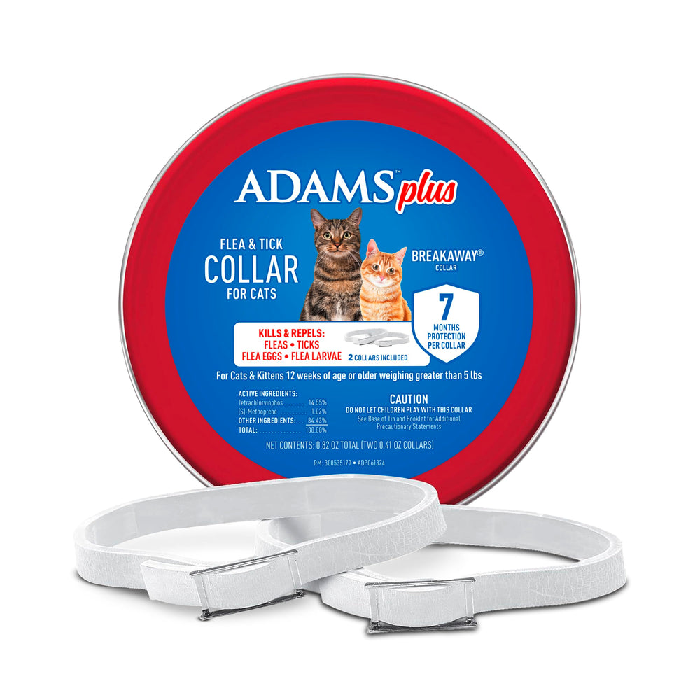 ADAMS Plus collar ajustable para gatos, protección continua contra pulgas y garrapatas.