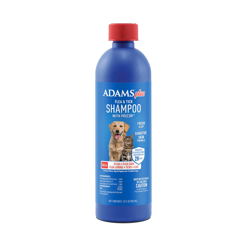 ADAMS Plus Flea & Tick Shampoo bottle with Precor IGR for fast flea control
