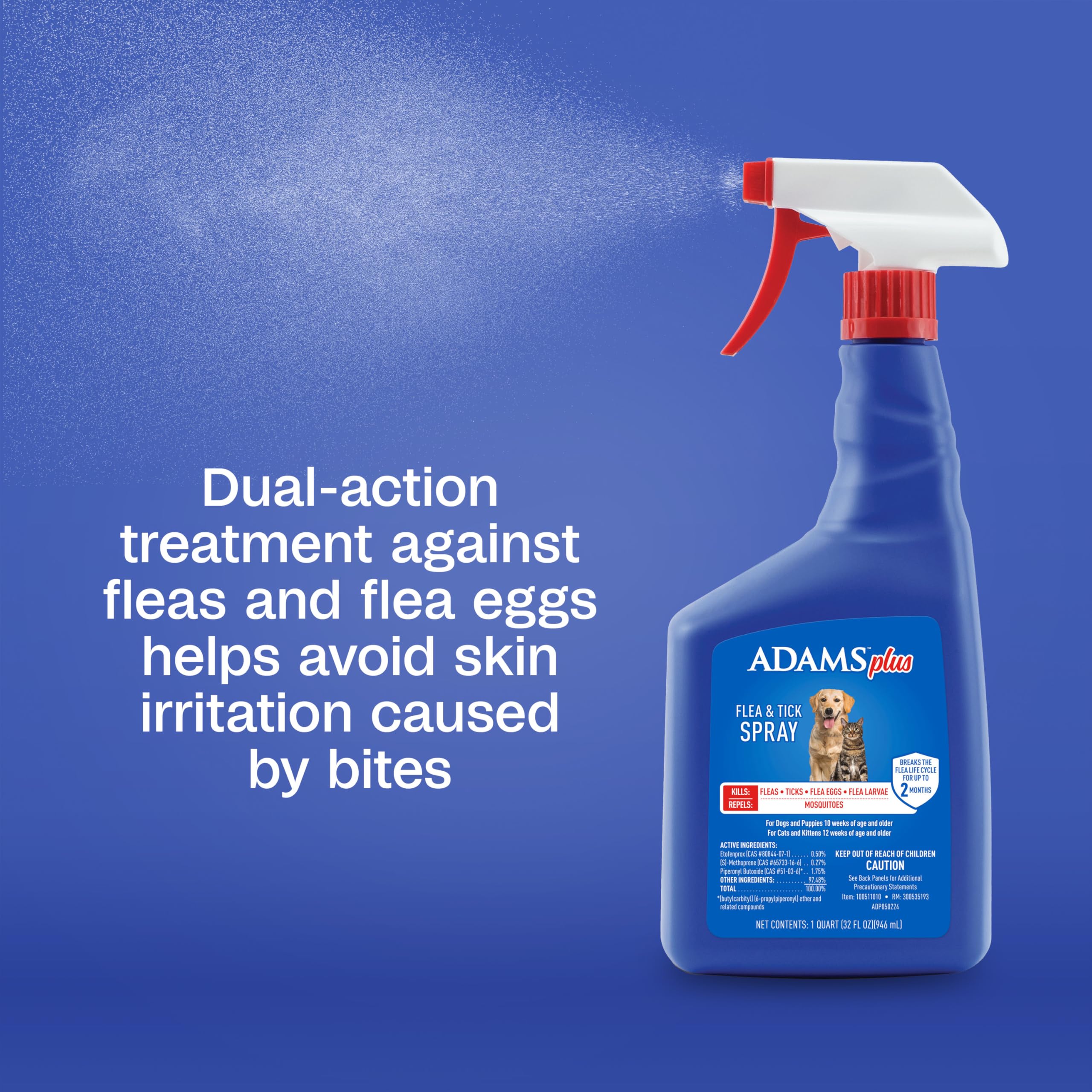 ADAMS Plus Spray se seca rápido sin dejar fragancia.