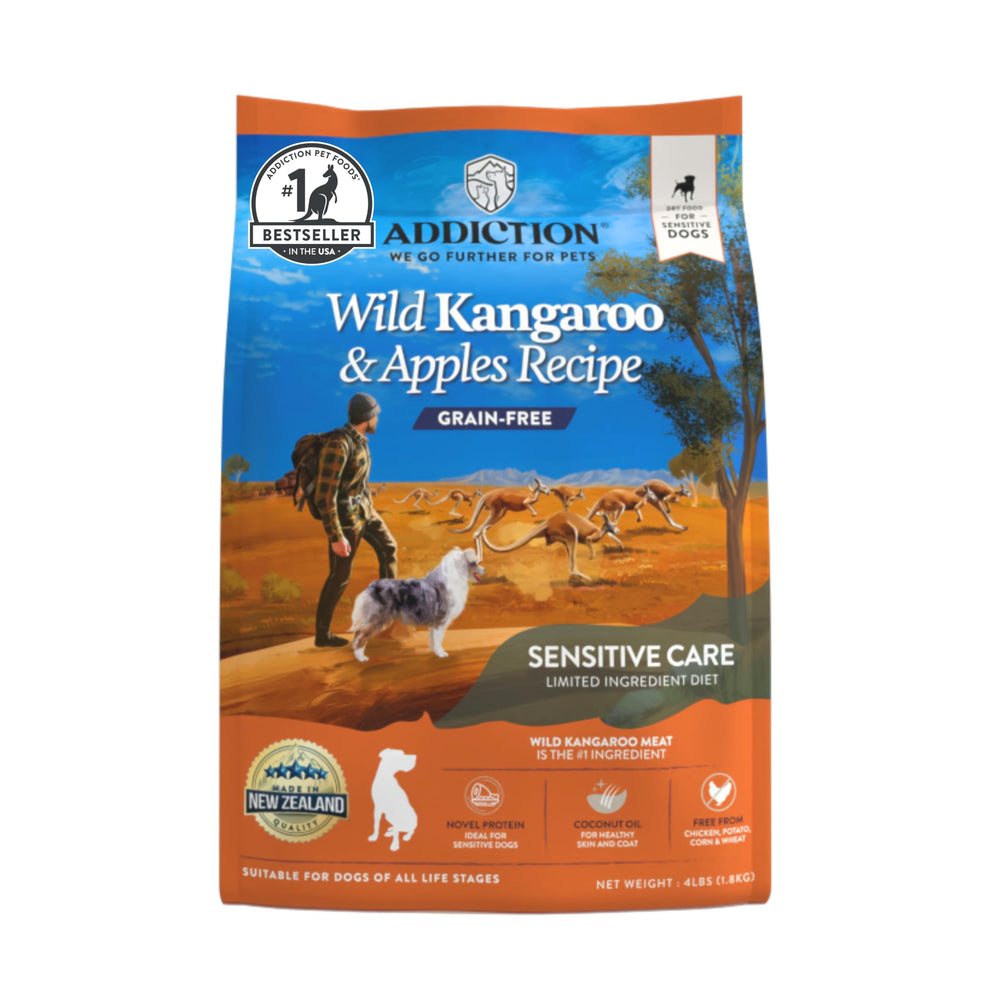 Addiction canguro salvaje y manzanas, alimento para perros en bolsa, ideal para dietas limitadas