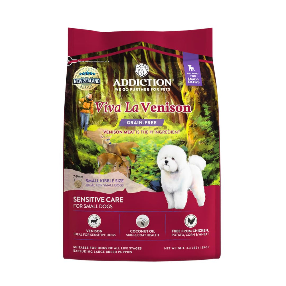 Addiction Viva La Venison: croquetas secas para perros pequeños con proteína de venado para digestión suave